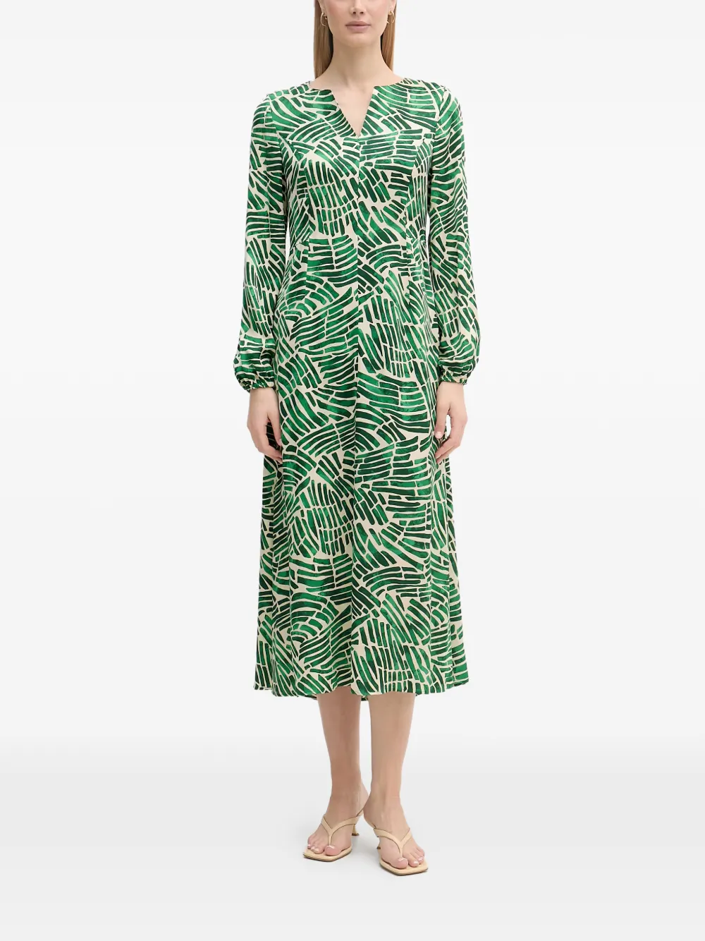 Marc Aurel abstract-print long-sleeve midi dress