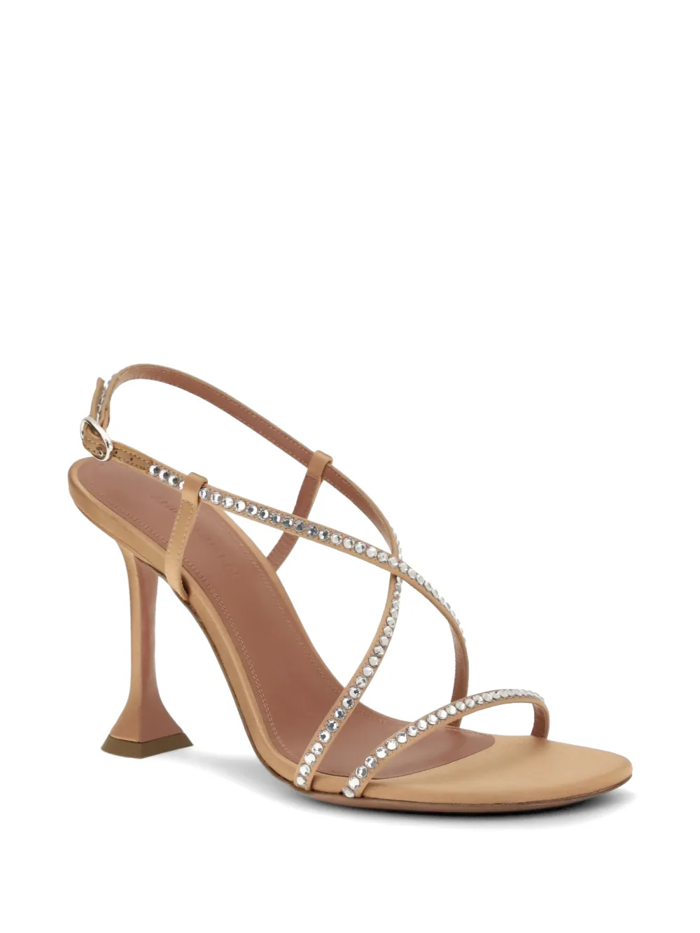 Amina Muaddi Sally crystal-embellished sandals Beige