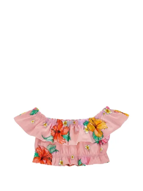 Monnalisa floral-print ruffled top