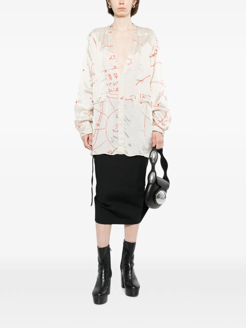 Rick Owens Larry blouse met V-hals en zak Wit