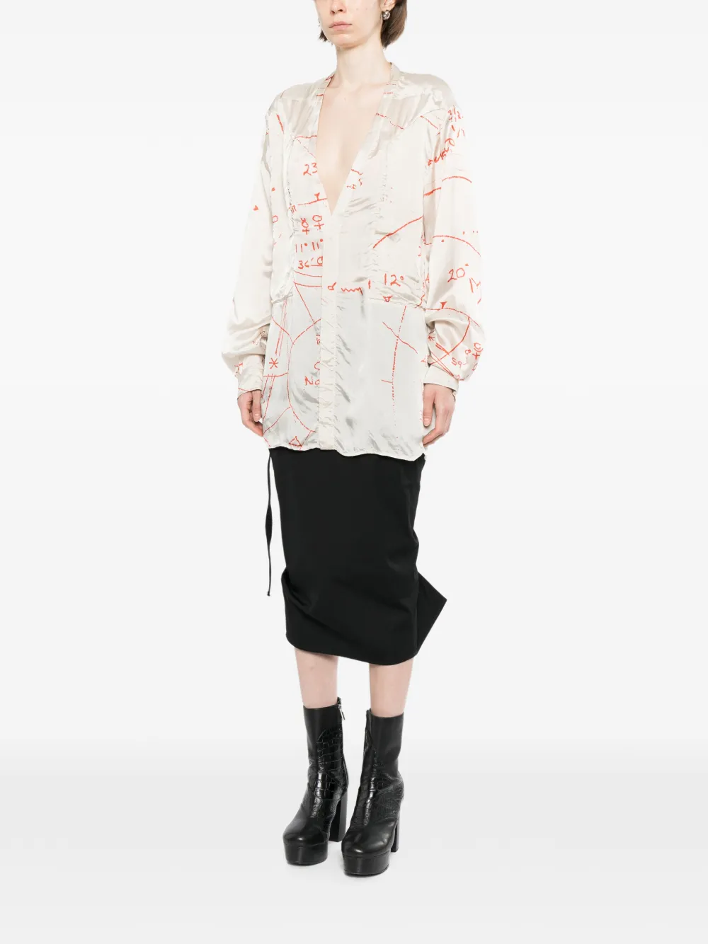 Rick Owens Larry blouse met V-hals en zak Wit
