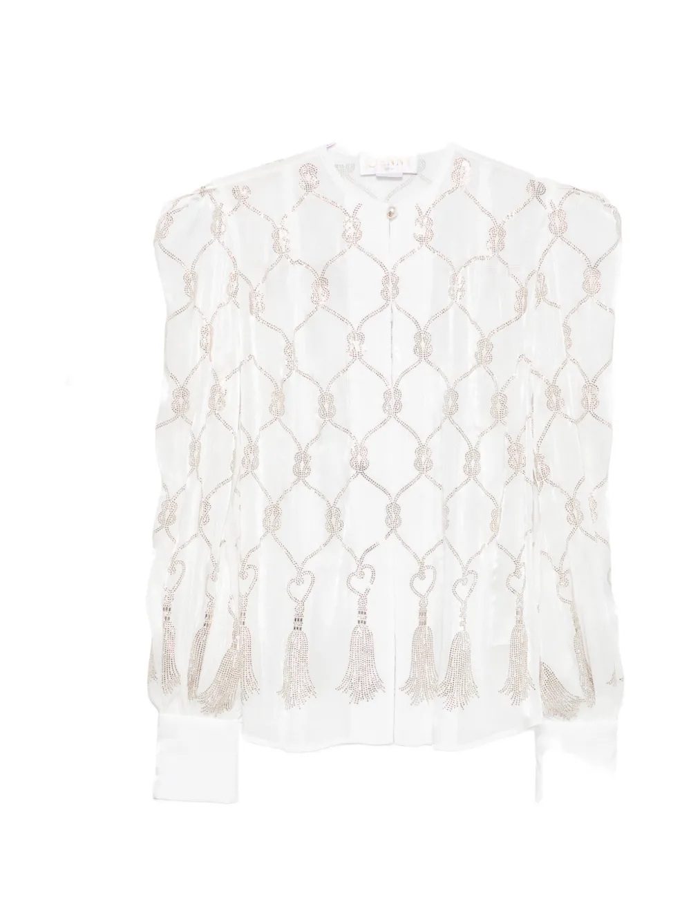 Genny embellished puff-sleeve blouse - Bianco