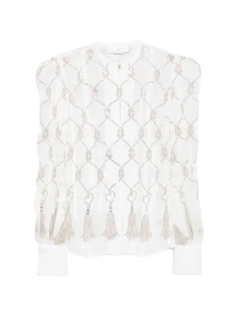 Genny embellished puff-sleeve blouse