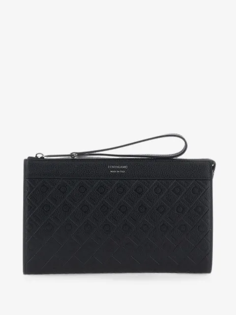 Ferragamo pochette en cuir à motif Gancini embossé