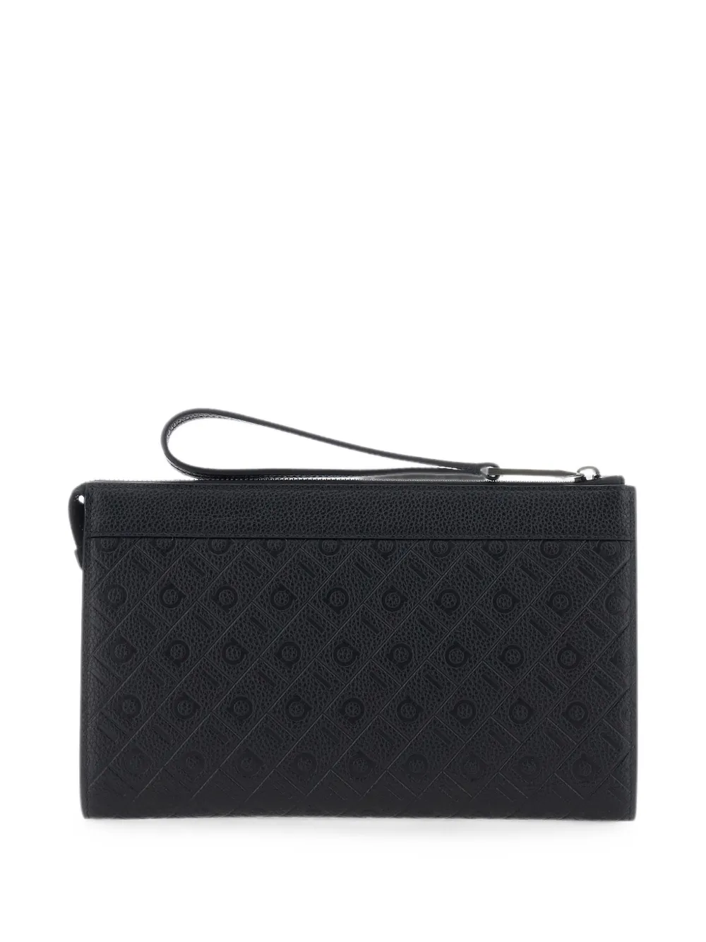 Ferragamo Leren clutch met Gancini-reliëf Zwart