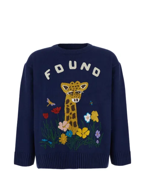 FOUND giraffe-patch intarsia-knit sweater