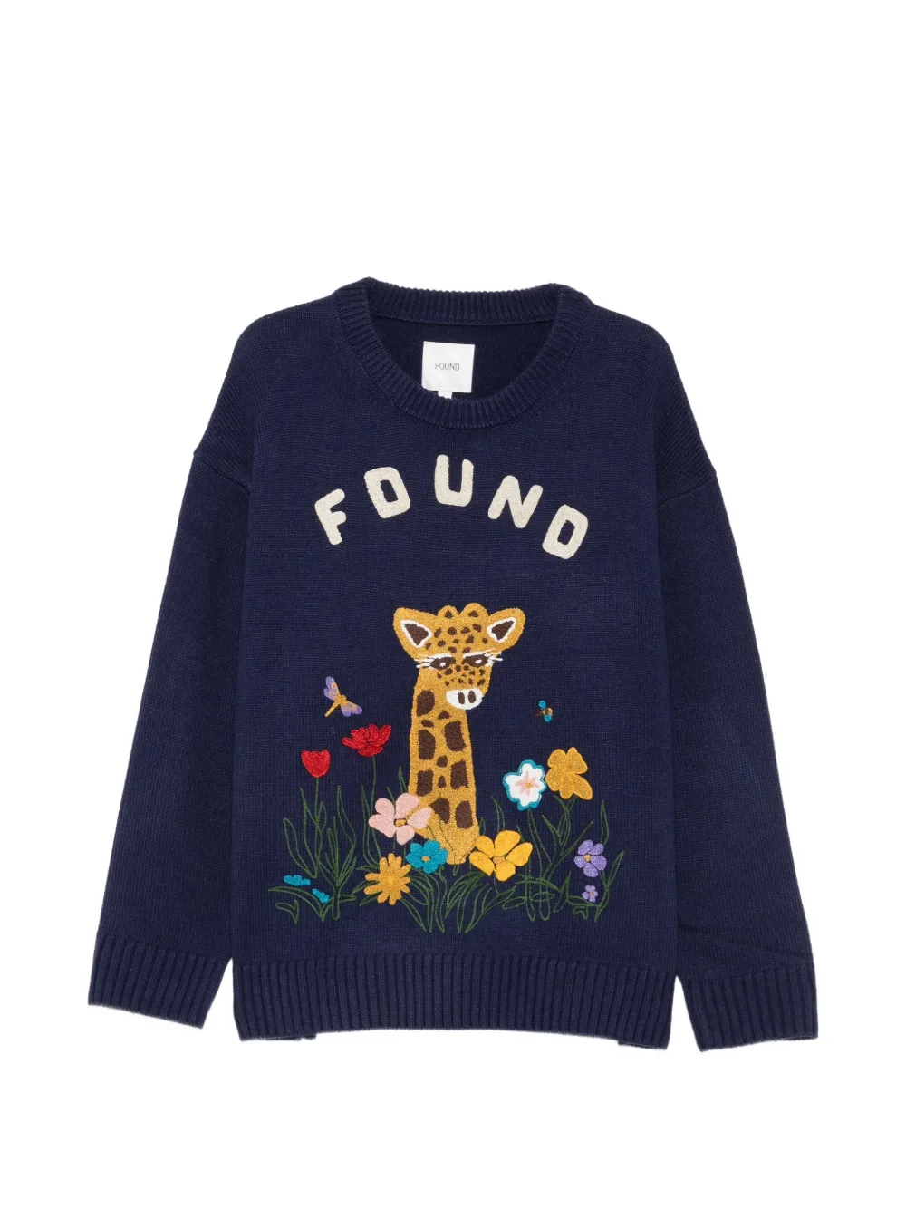 FOUND giraffe-patch intarsia-knit sweater - Blu