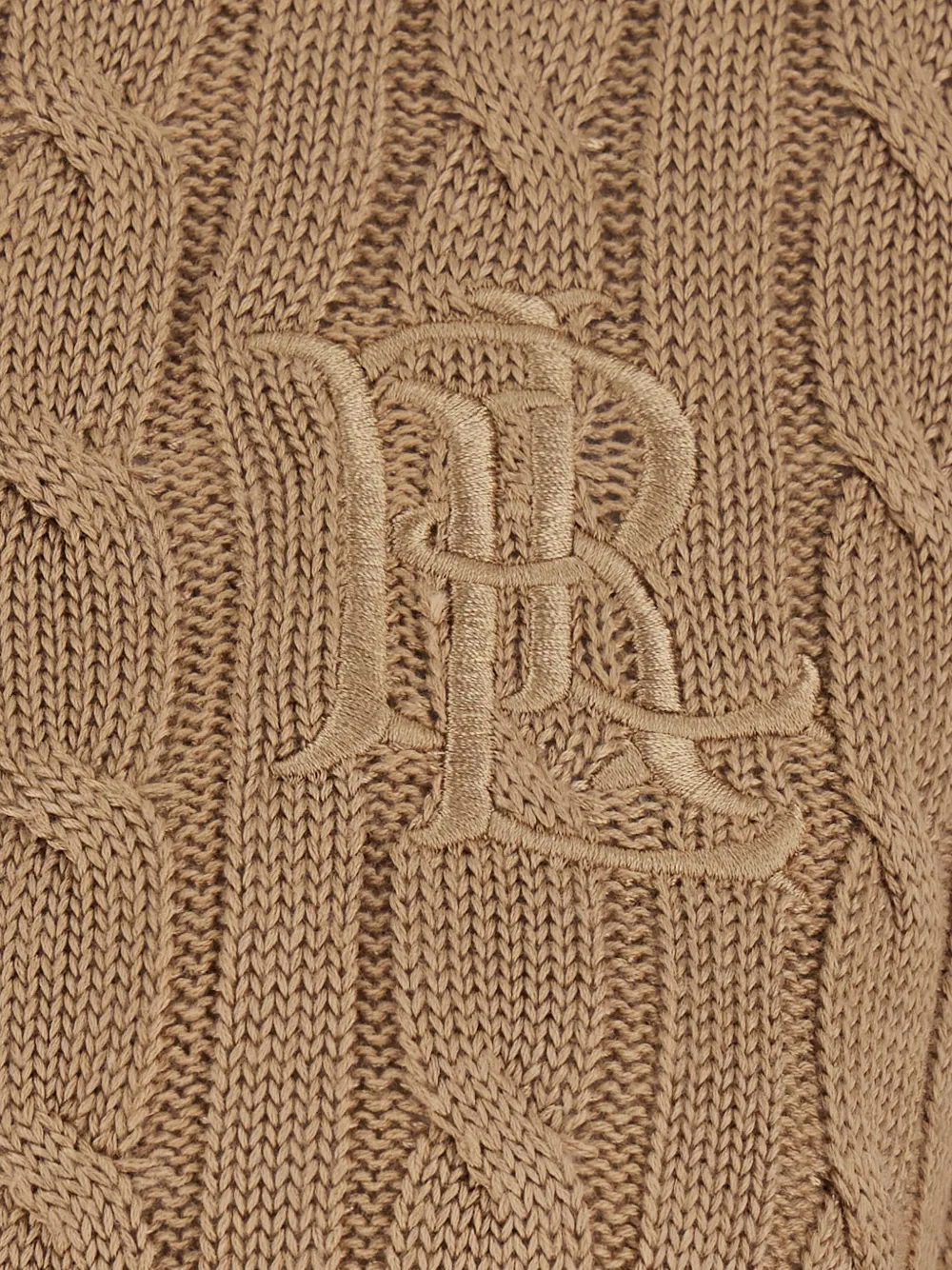 Lauren Ralph Lauren cable-knit monogram-embroidered cardigan Bruin