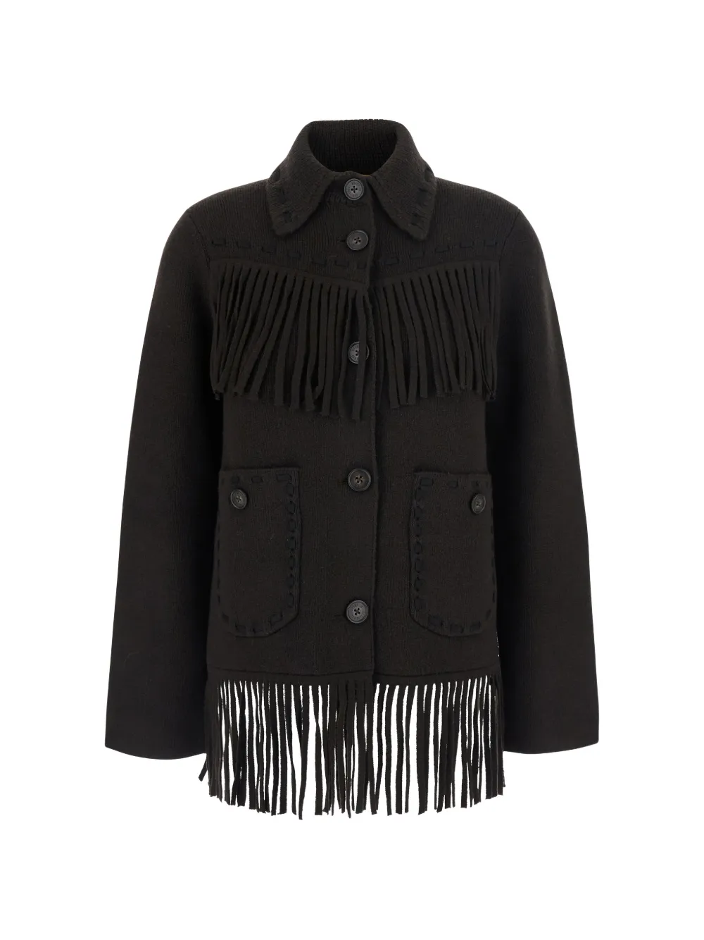 Guest In Residence fringe-trimmed whipstitch cardigan