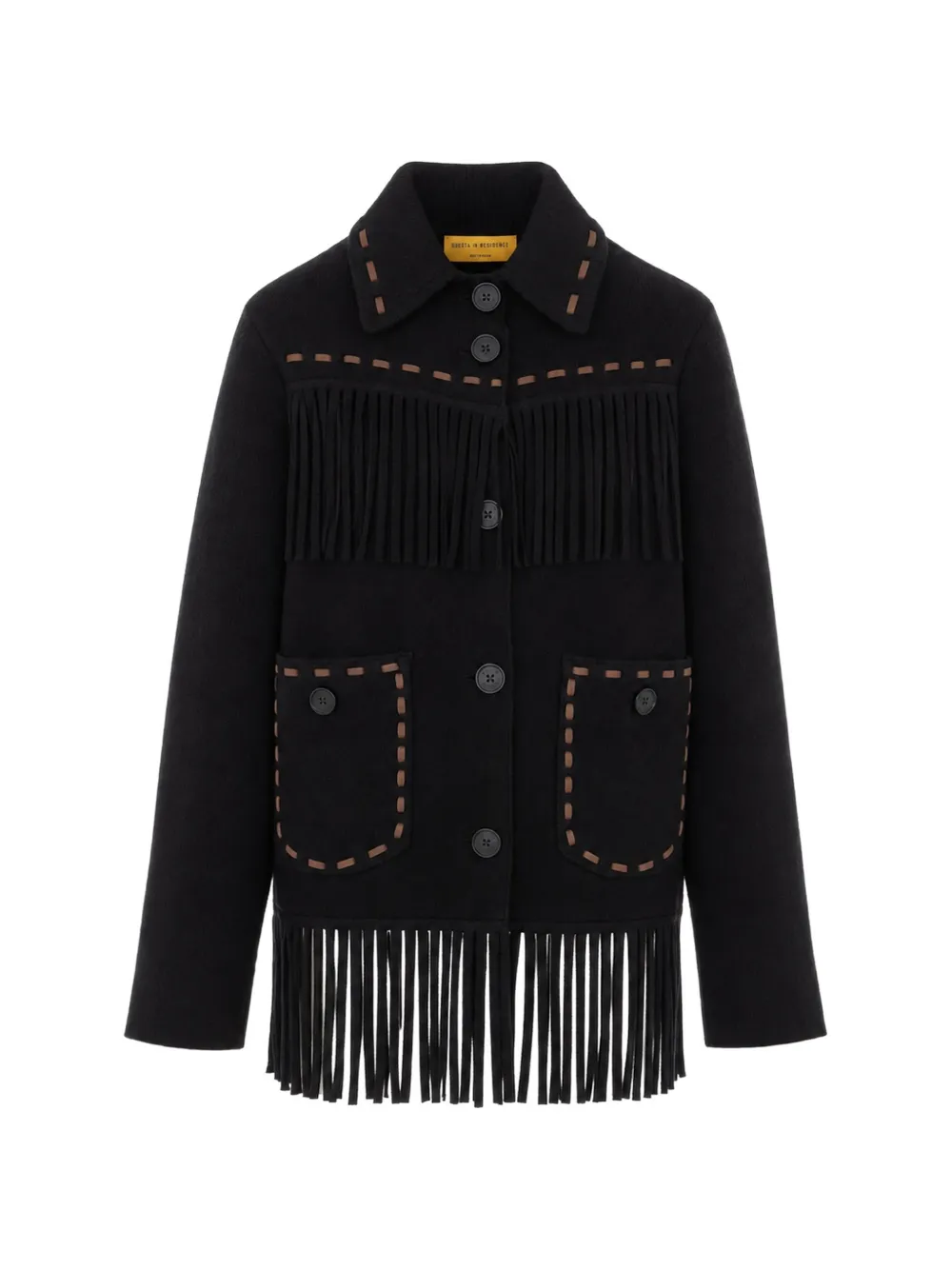 Guest In Residence fringe-trimmed whipstitch cardigan - Nero