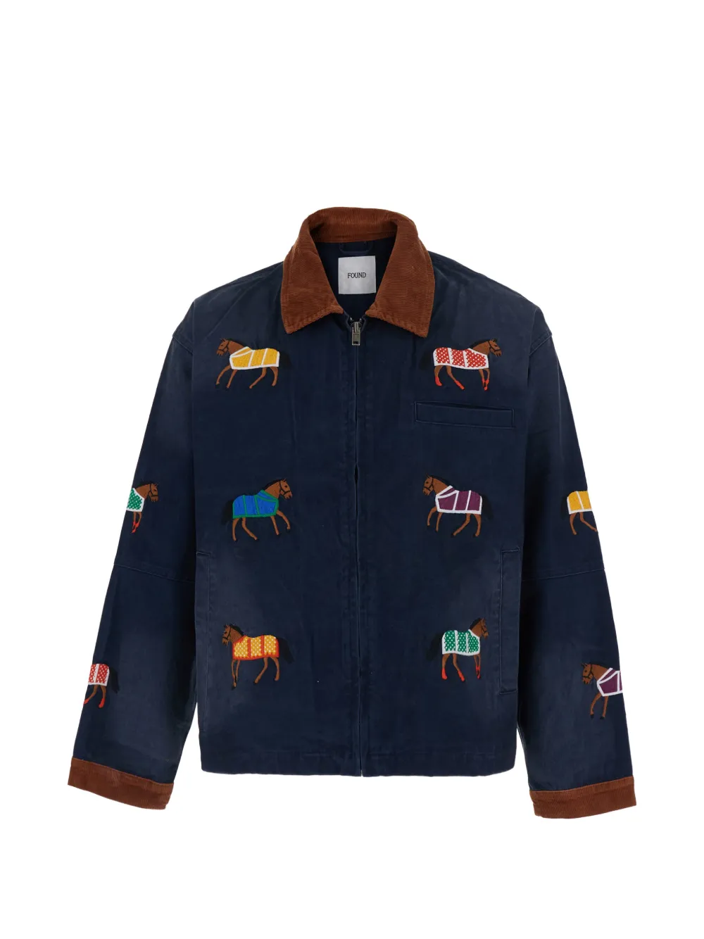 FOUND Lariat horse-embroidered corduroy-collar jacket