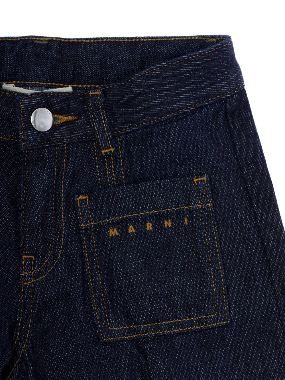 Marni Kids logo-embroidered wide-leg jeans Blauw