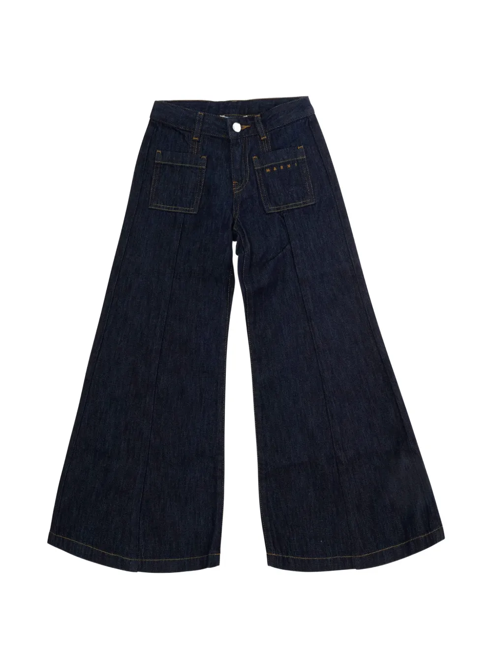 Marni Kids logo-embroidered wide-leg jeans - Blu