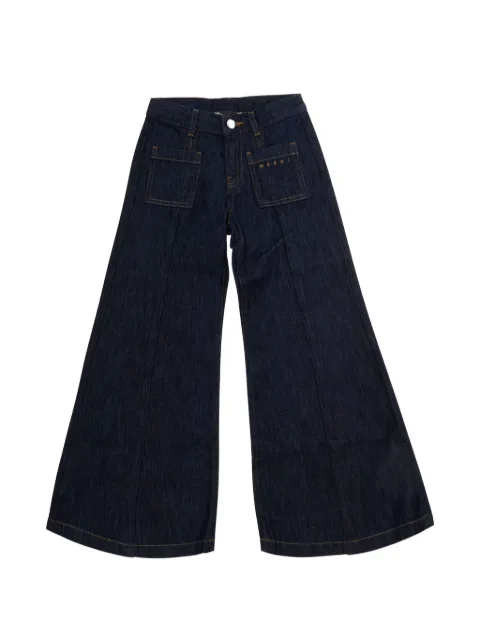Marni Kids logo-embroidered wide-leg jeans