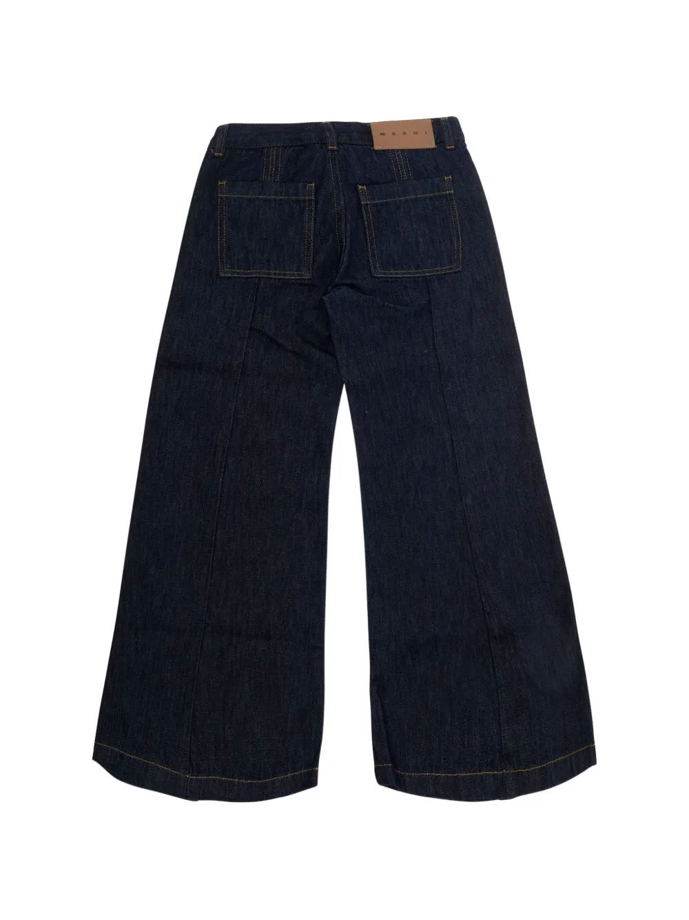 Marni Kids logo-embroidered wide-leg jeans Blauw