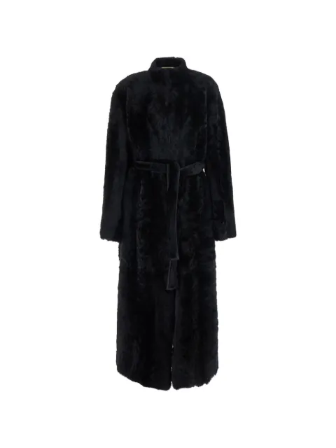 Nour Hammour manteau ceinturé en peau lainée