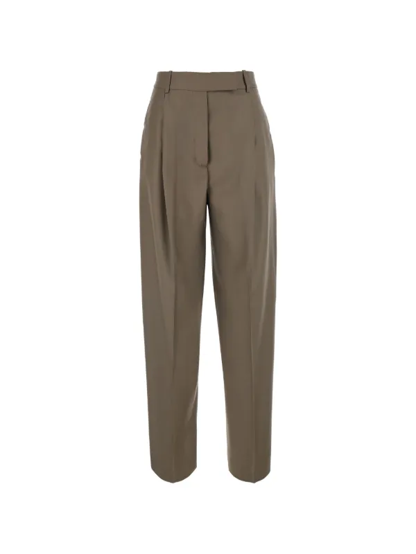 Róhe Daria Pleated Trousers in Brown