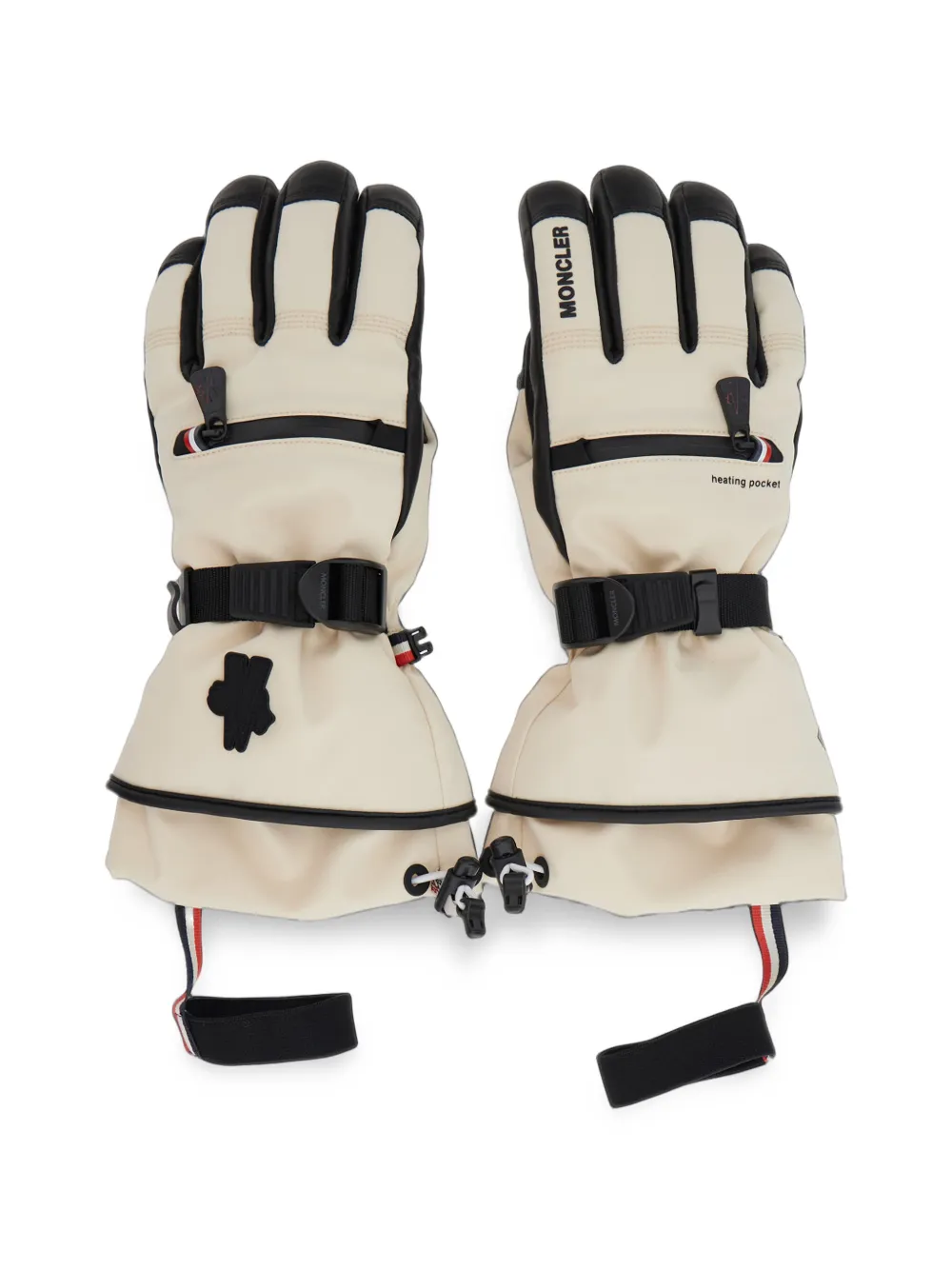 Moncler Grenoble logo-patch buckled gloves Beige