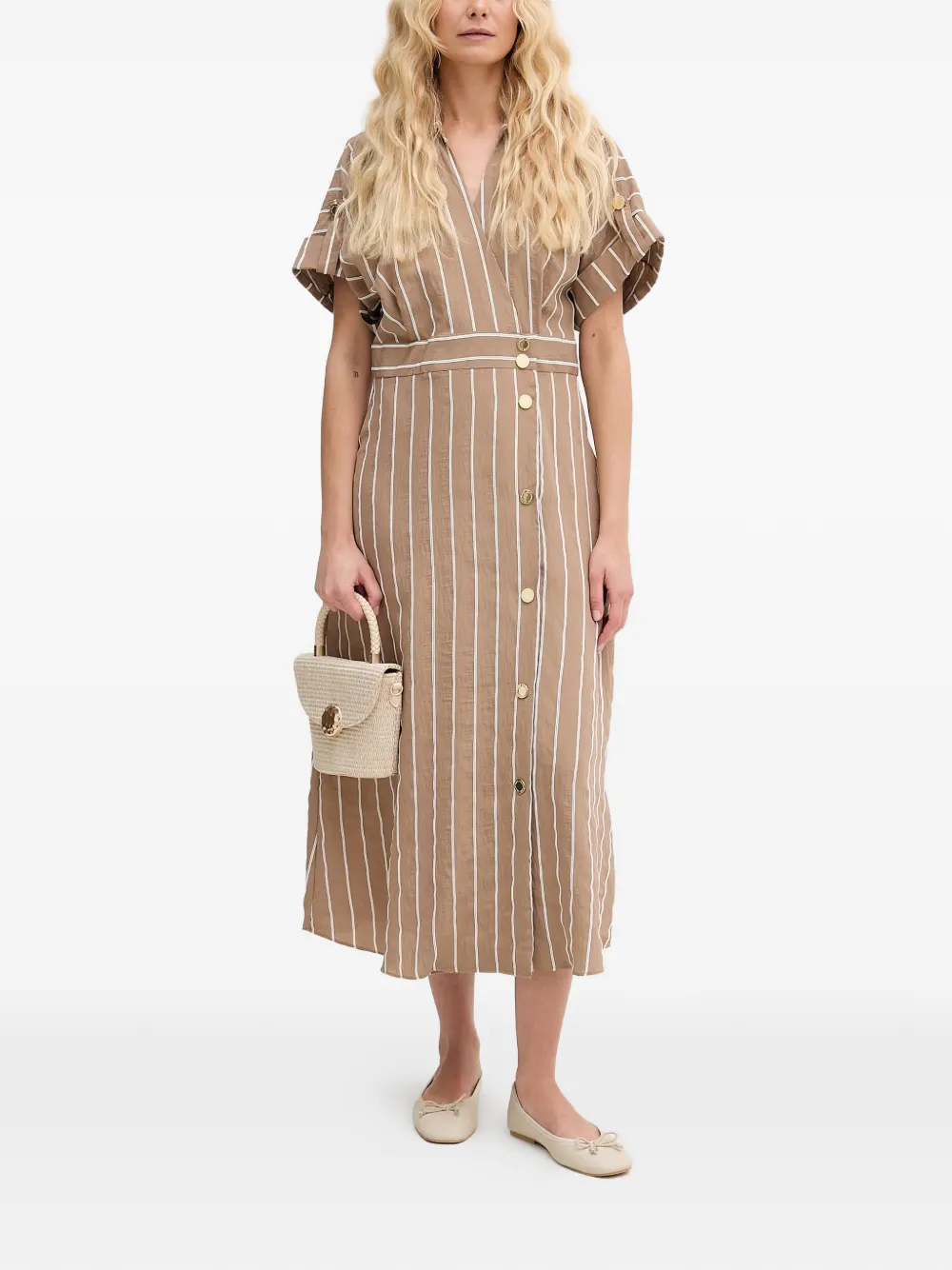 Lola Casademunt striped button-down midi dress - Toni neutri