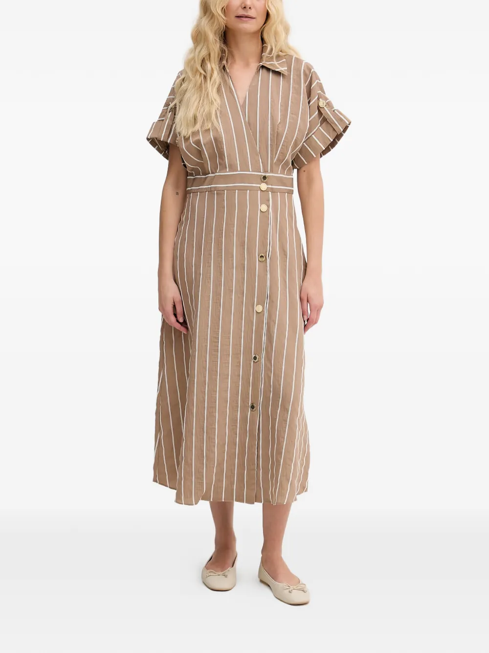 Lola Casademunt Gestreepte jurk Beige