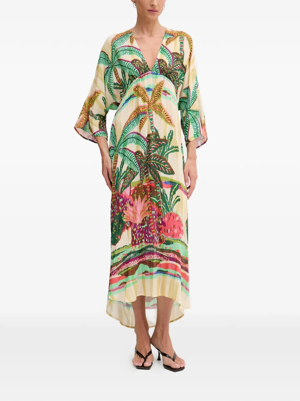 Lola Casademunt printed beaded-trim maxi dress - Toni neutri