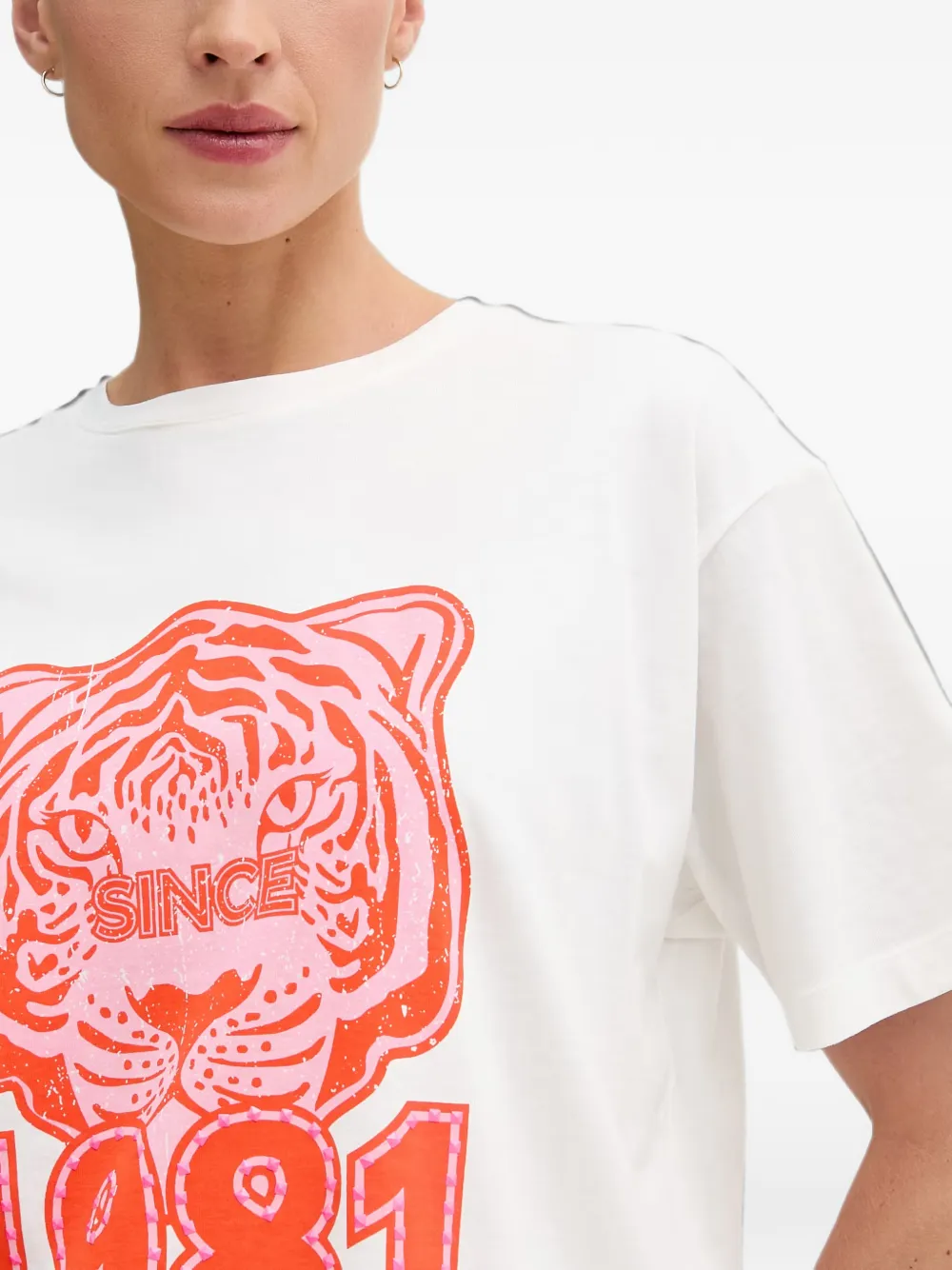 Lola Casademunt T-shirt met tijgerprint Wit