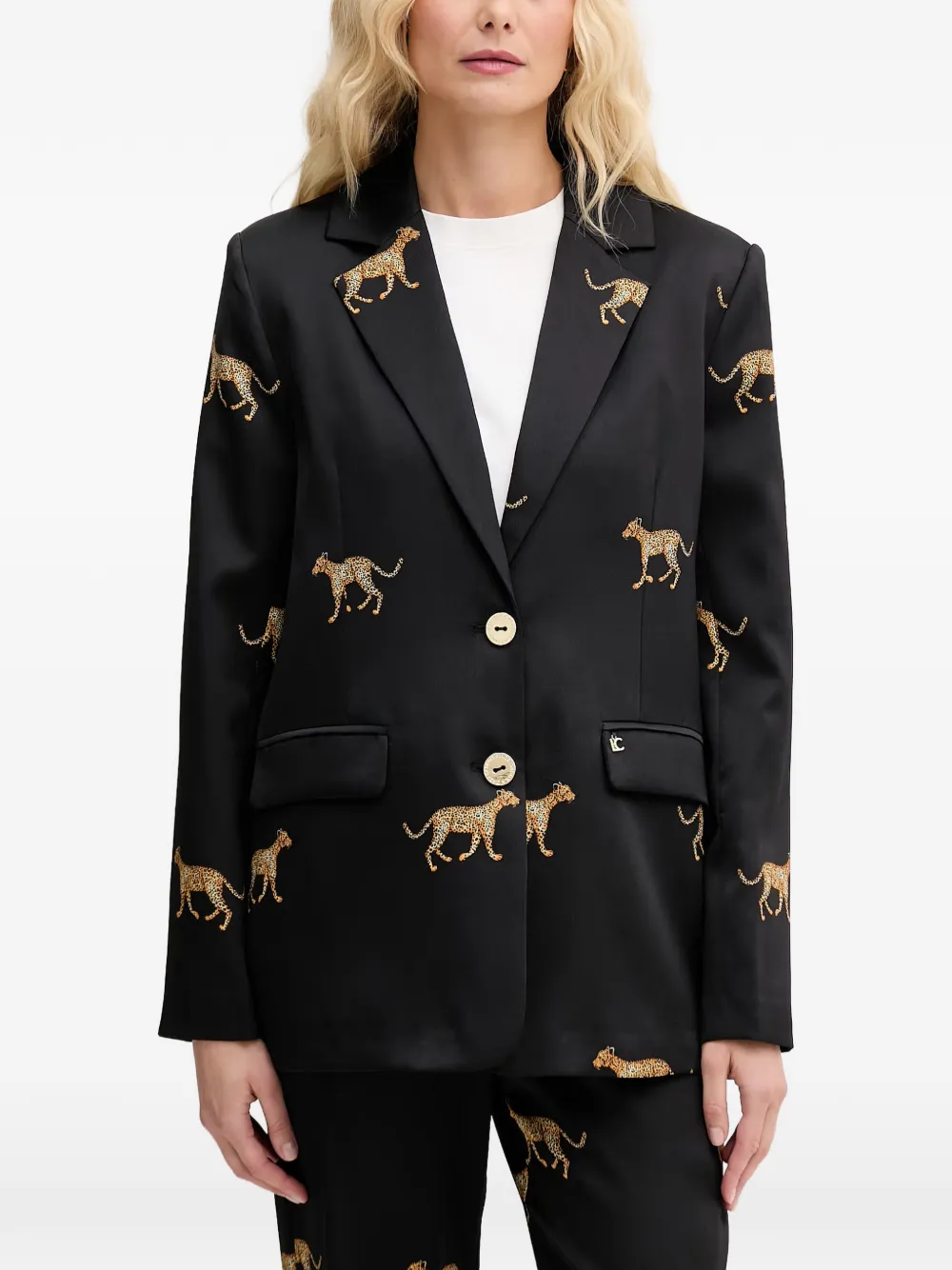 Lola Casademunt leopard-print single-breasted blazer - Nero