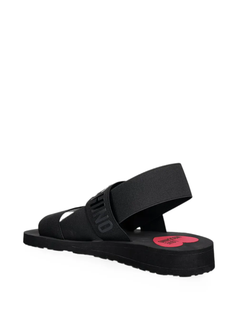 Love Moschino logo-print slingback sandals Zwart