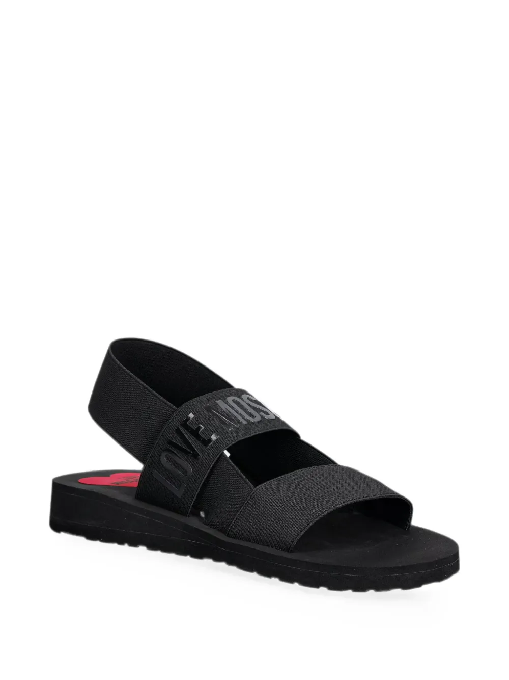 Love Moschino logo-print slingback sandals Zwart