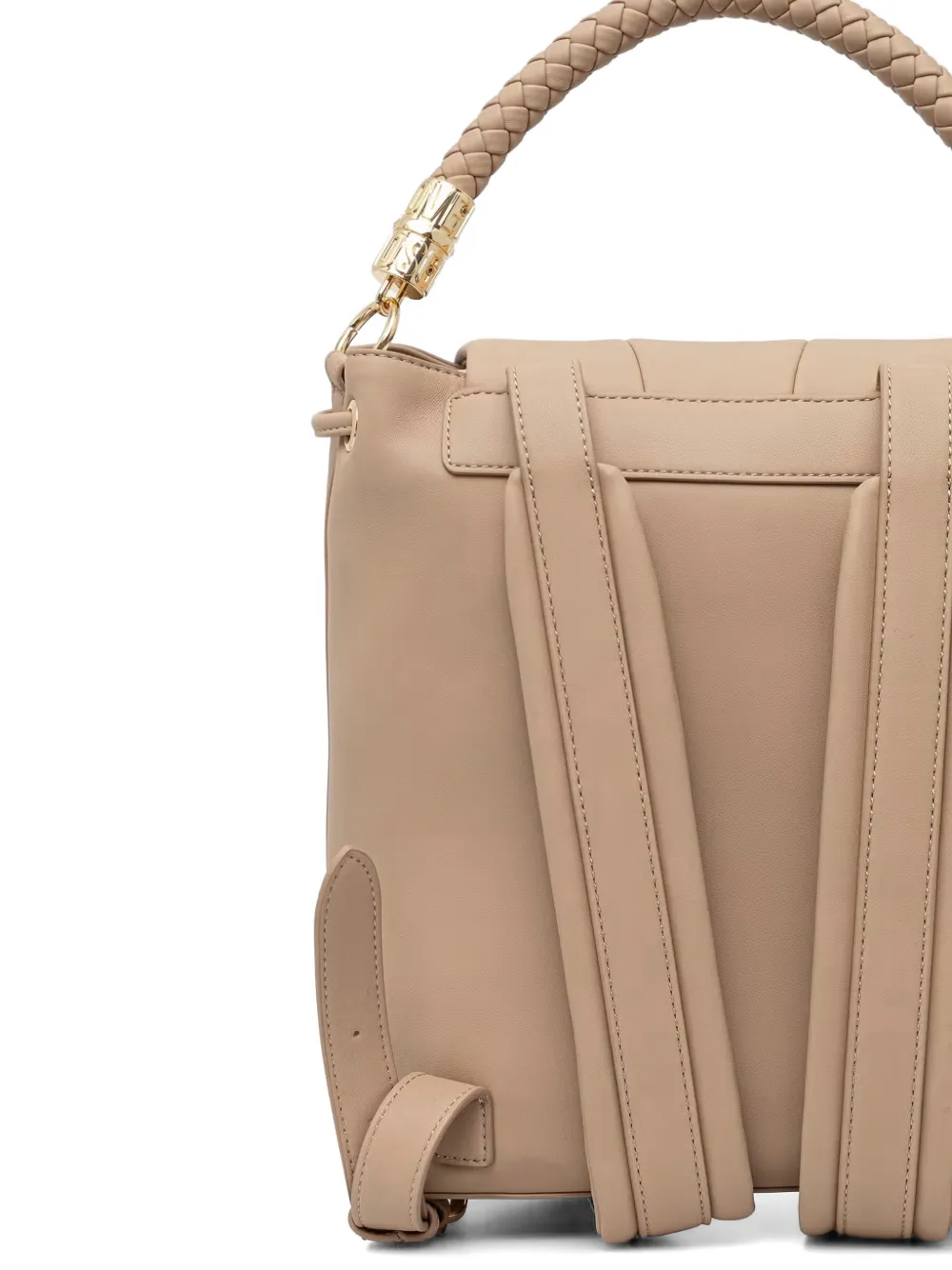 Love Moschino Rugzak met logo-reliëf en gevlochten handgreep Beige
