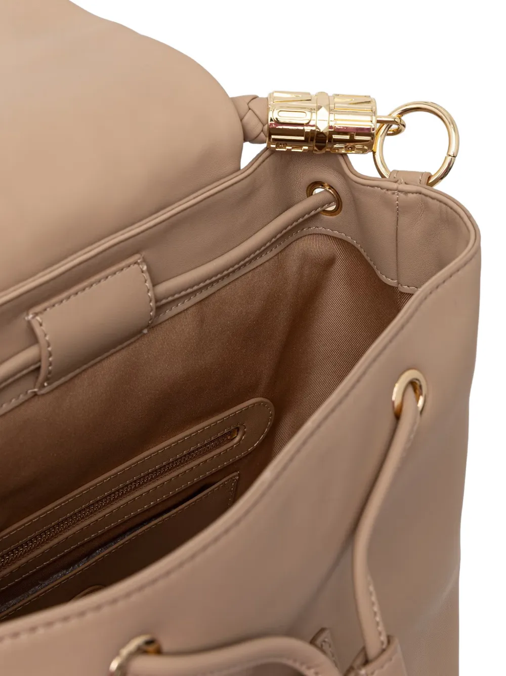 Love Moschino Rugzak met logo-reliëf en gevlochten handgreep Beige