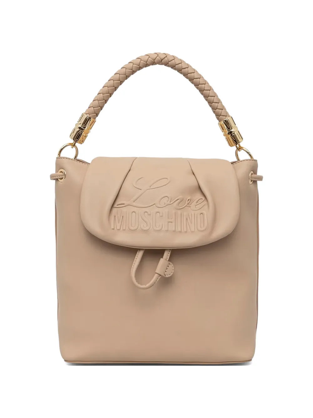 Love Moschino logo-embossed braided-handle backpack - Toni neutri