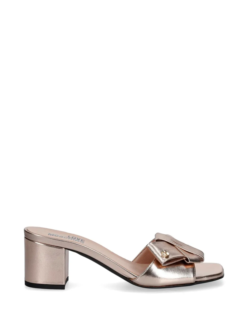 Love Moschino Bow-detail Metallic Sandals In Gold