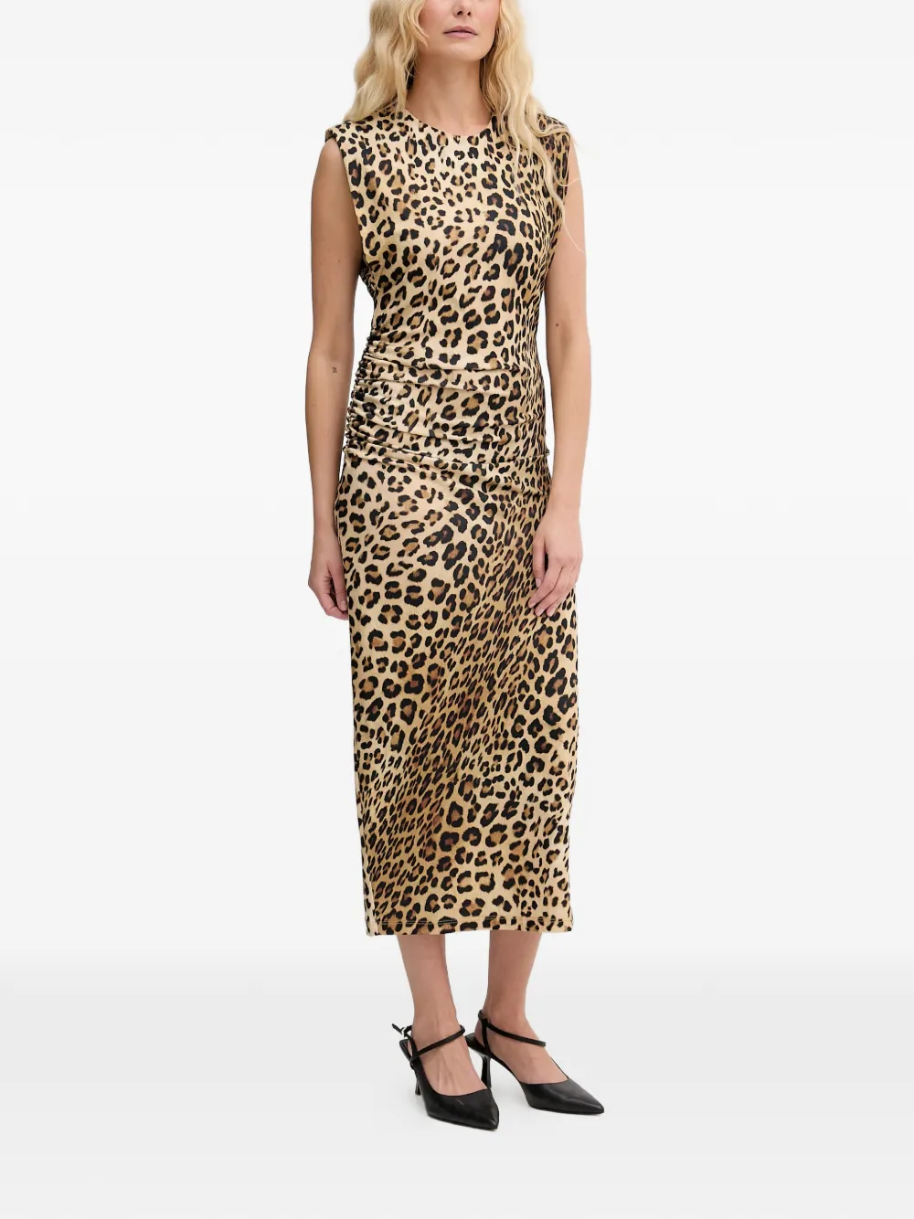 Lola Casademunt Midi-jurk met luipaardprint Beige