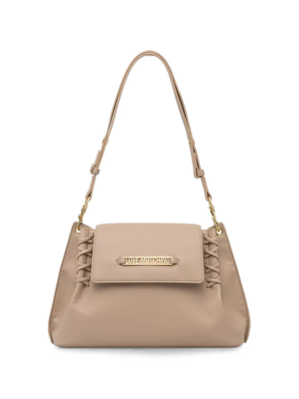 Love Moschino logo-lettering whipstitched shoulder bag - Toni neutri