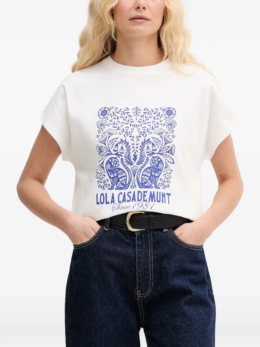 Lola Casademunt graphic-print cap-sleeve T-shirt - Weiß