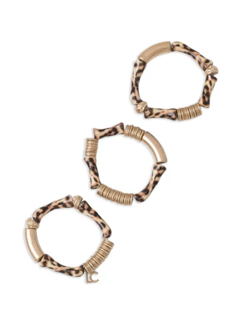 Lola Casademunt logo-charm leopard-print bracelets (set of three)