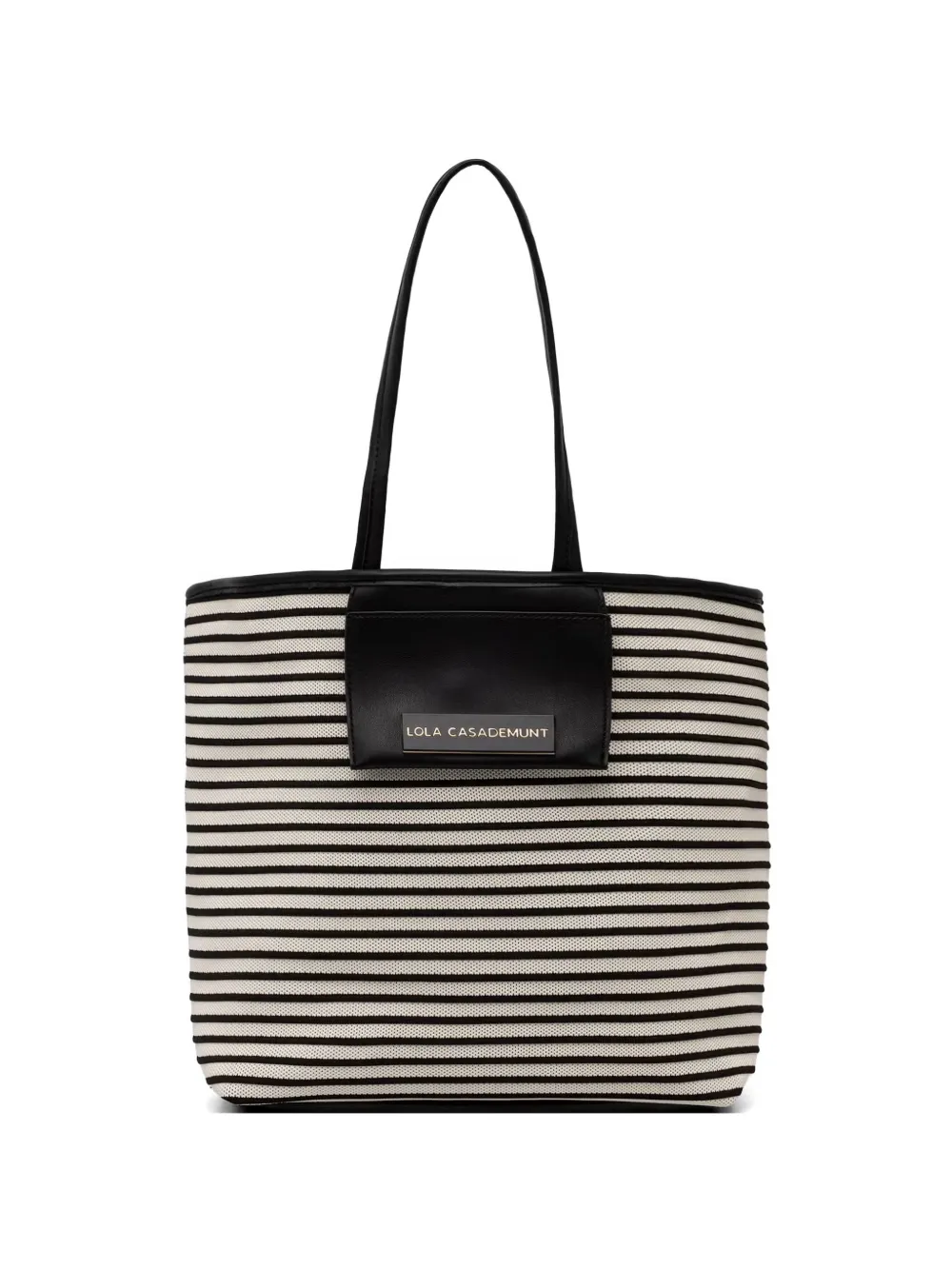 Lola Casademunt striped logo-plaque tote bag - Nero