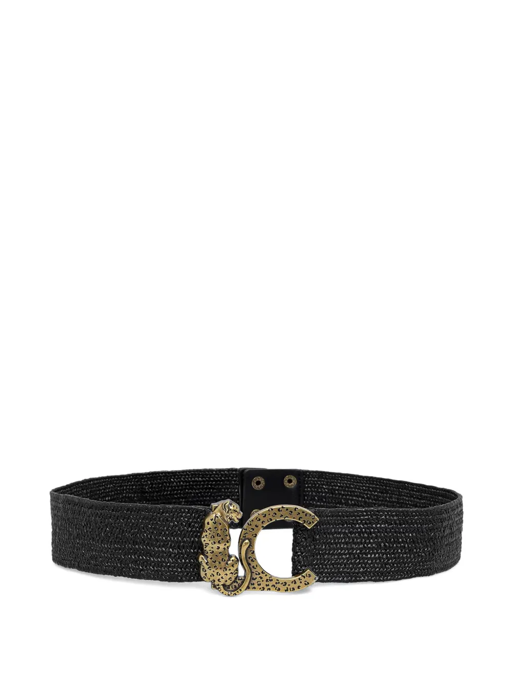 Lola Casademunt leopard-motif woven belt - Nero