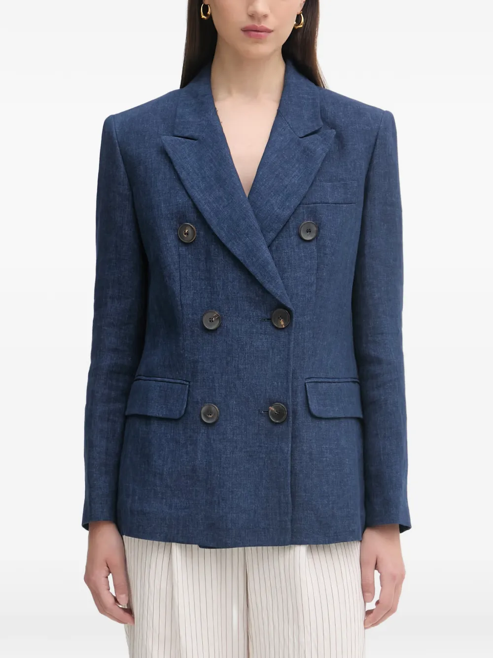 LUISA SPAGNOLI Vittorio double-breasted linen blazer - Blau