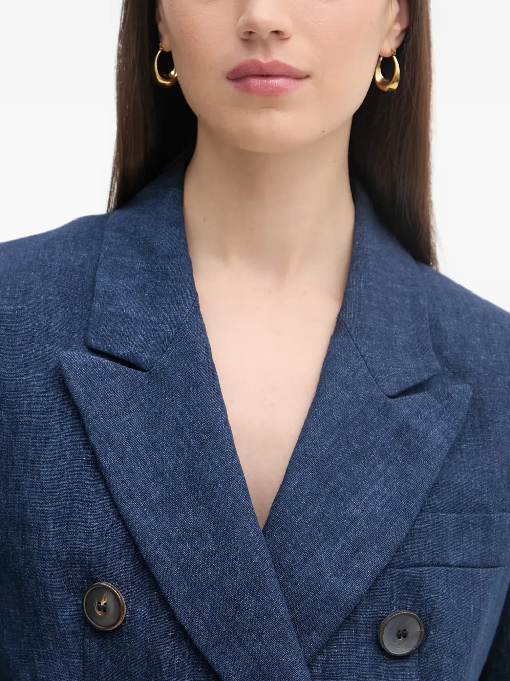LUISA SPAGNOLI Vittorio linnen blazer met dubbele rij knopen Blauw