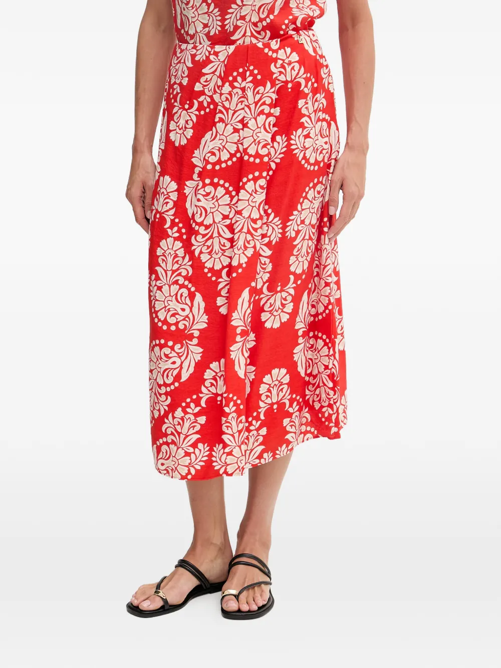 Lola Casademunt damask-print pleated midi skirt - Rosso