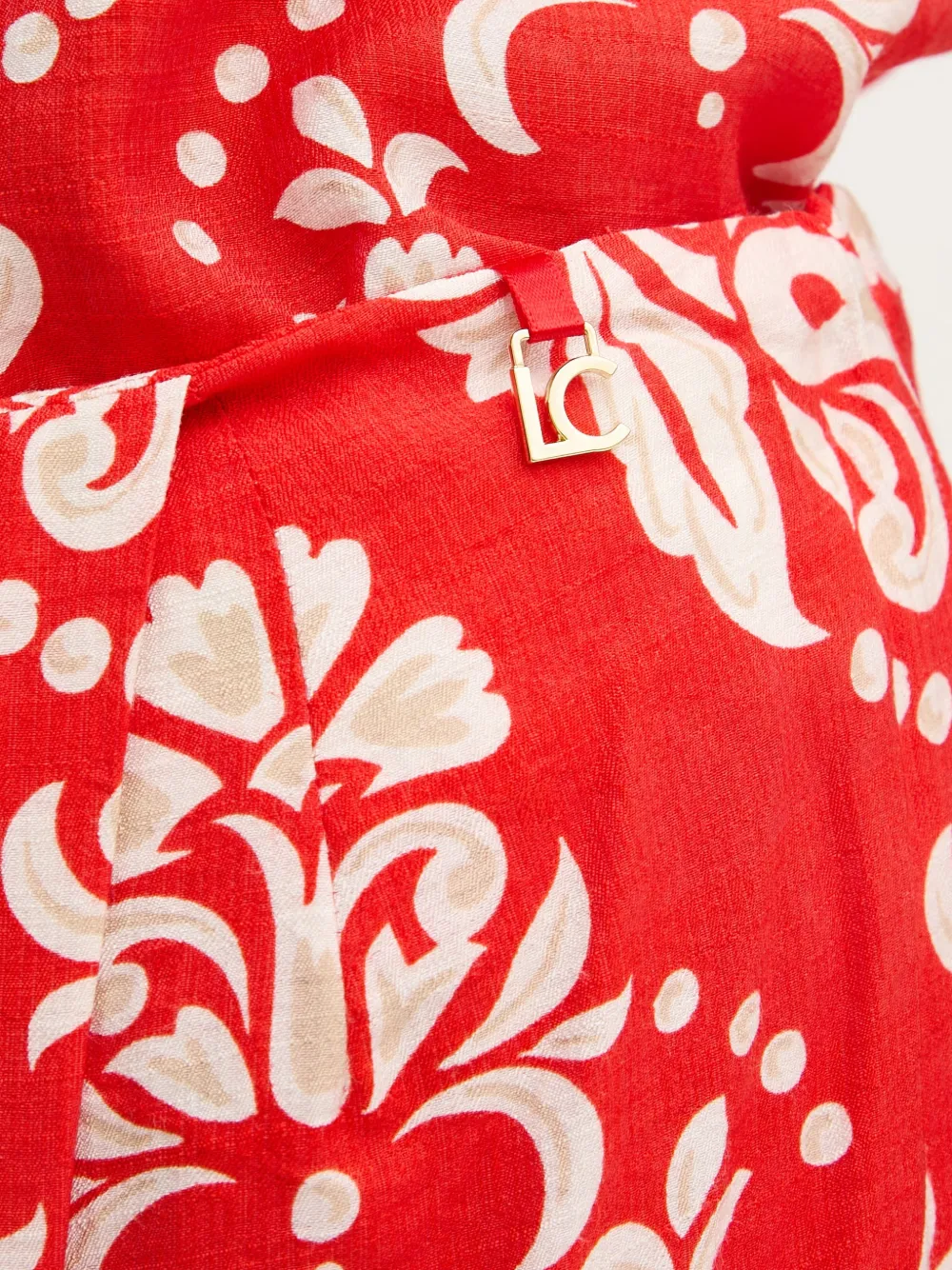 Lola Casademunt Midi-plooirok met damaskprint Rood