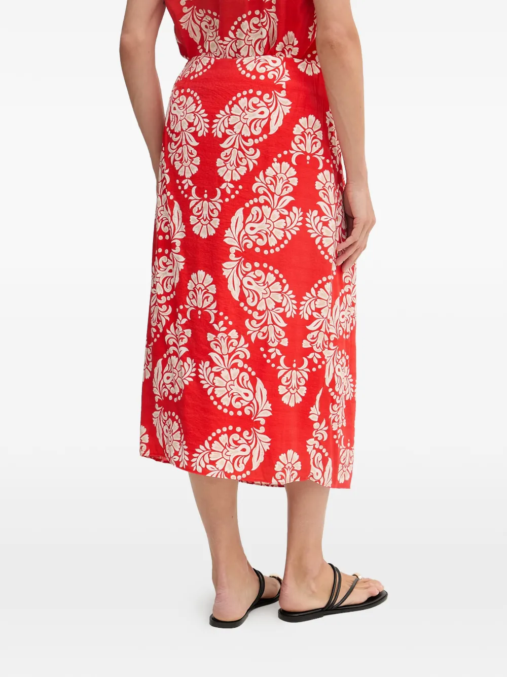 Lola Casademunt Midi-plooirok met damaskprint Rood