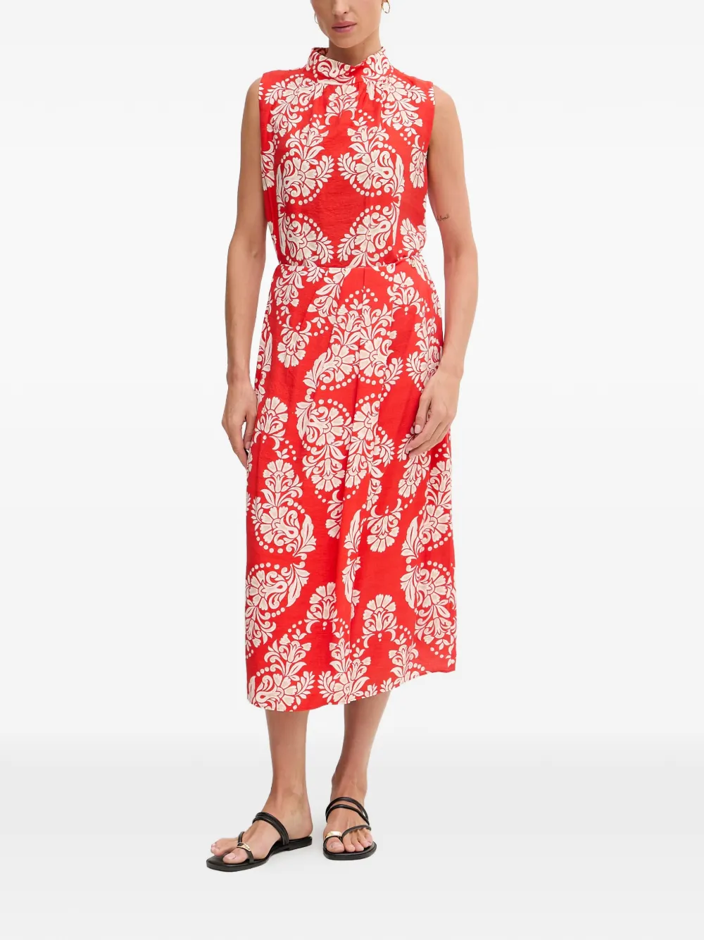 Lola Casademunt Midi-plooirok met damaskprint Rood