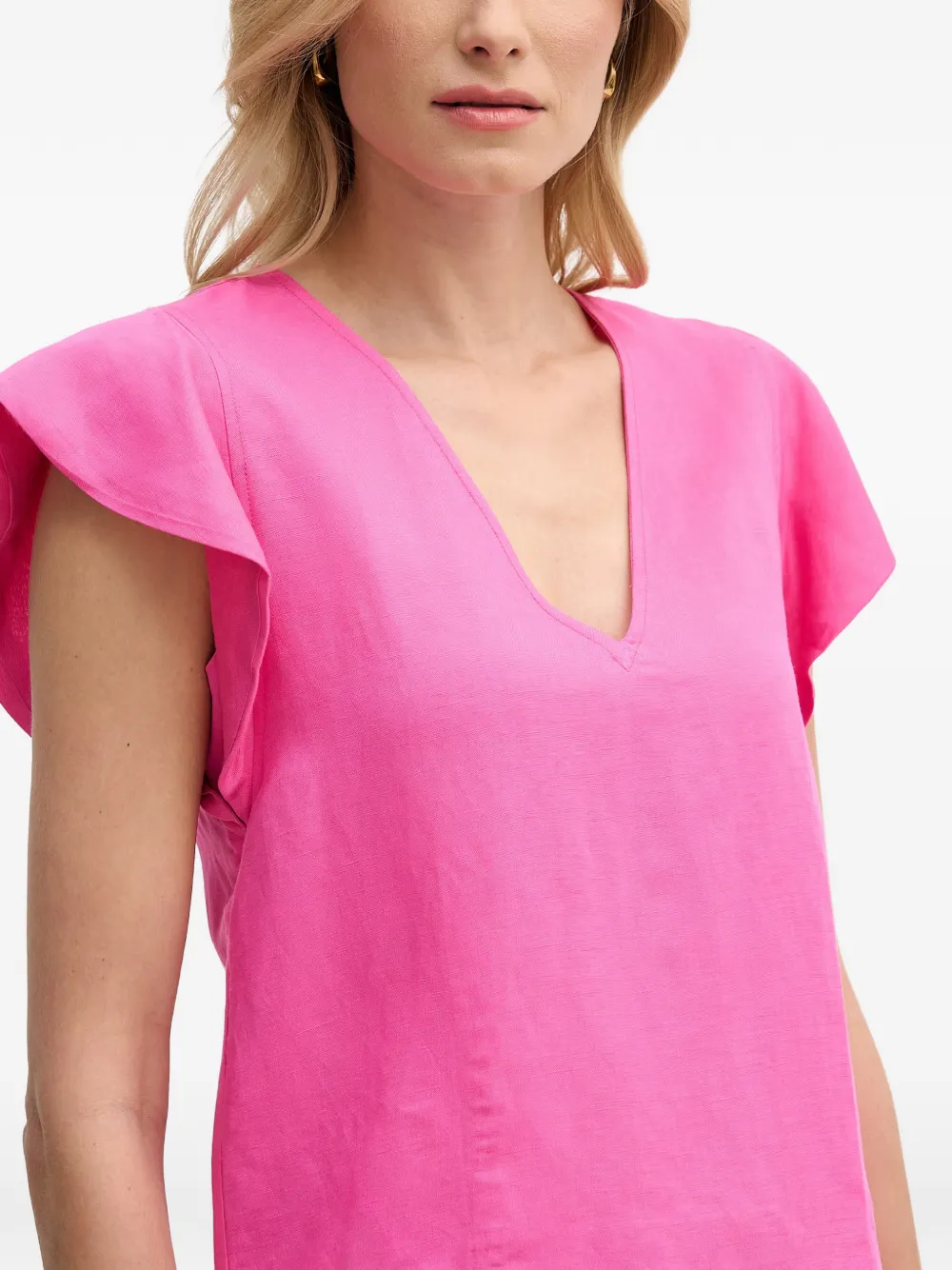 Lola Casademunt Blouse met V-hals en ruches Roze