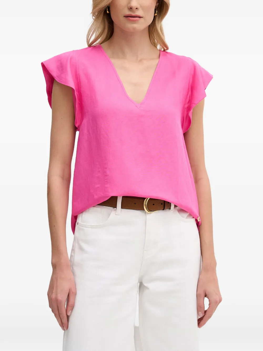 Lola Casademunt ruffled V-neck blouse - Rosa