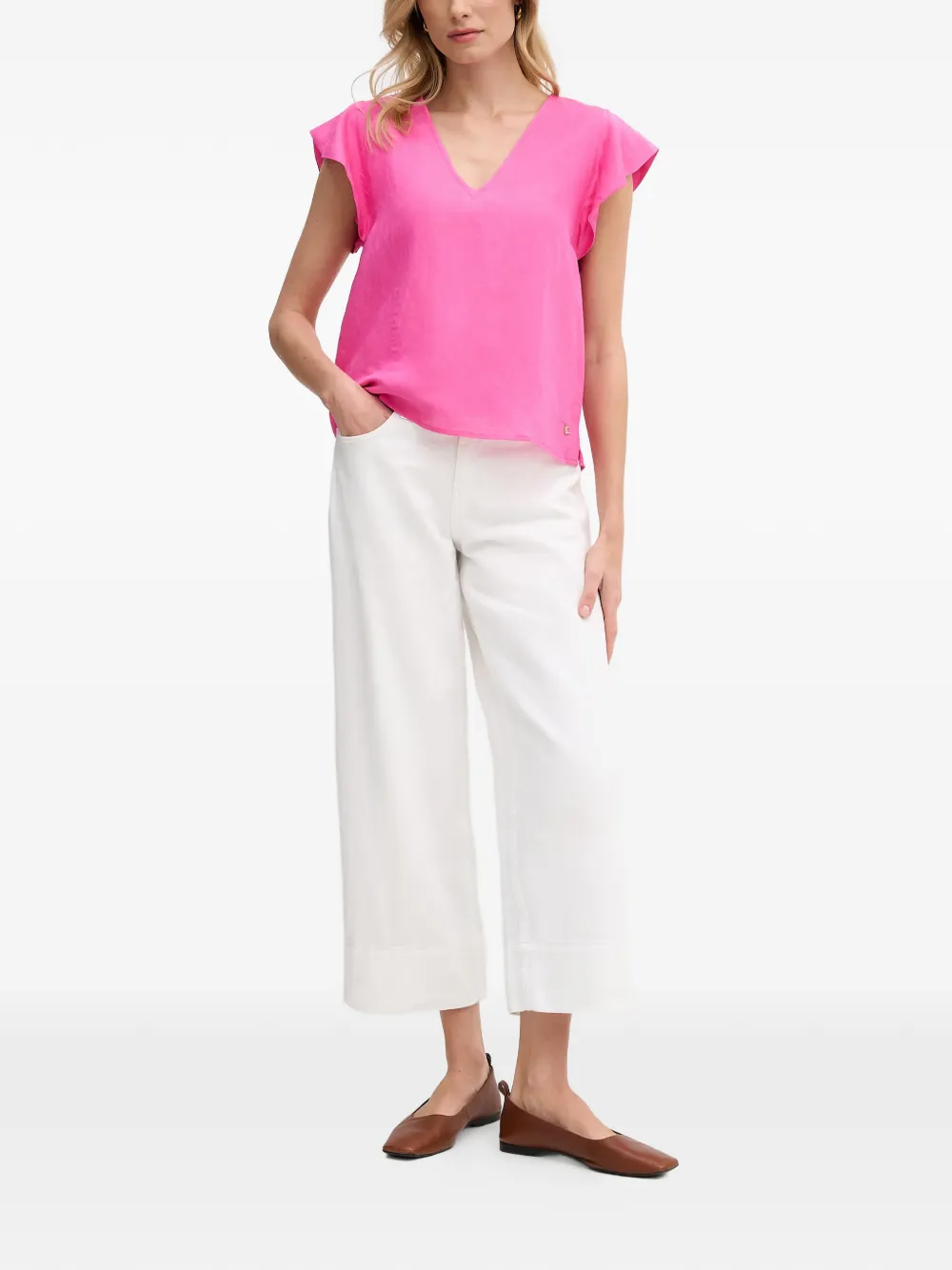 Lola Casademunt Blouse met V-hals en ruches Roze