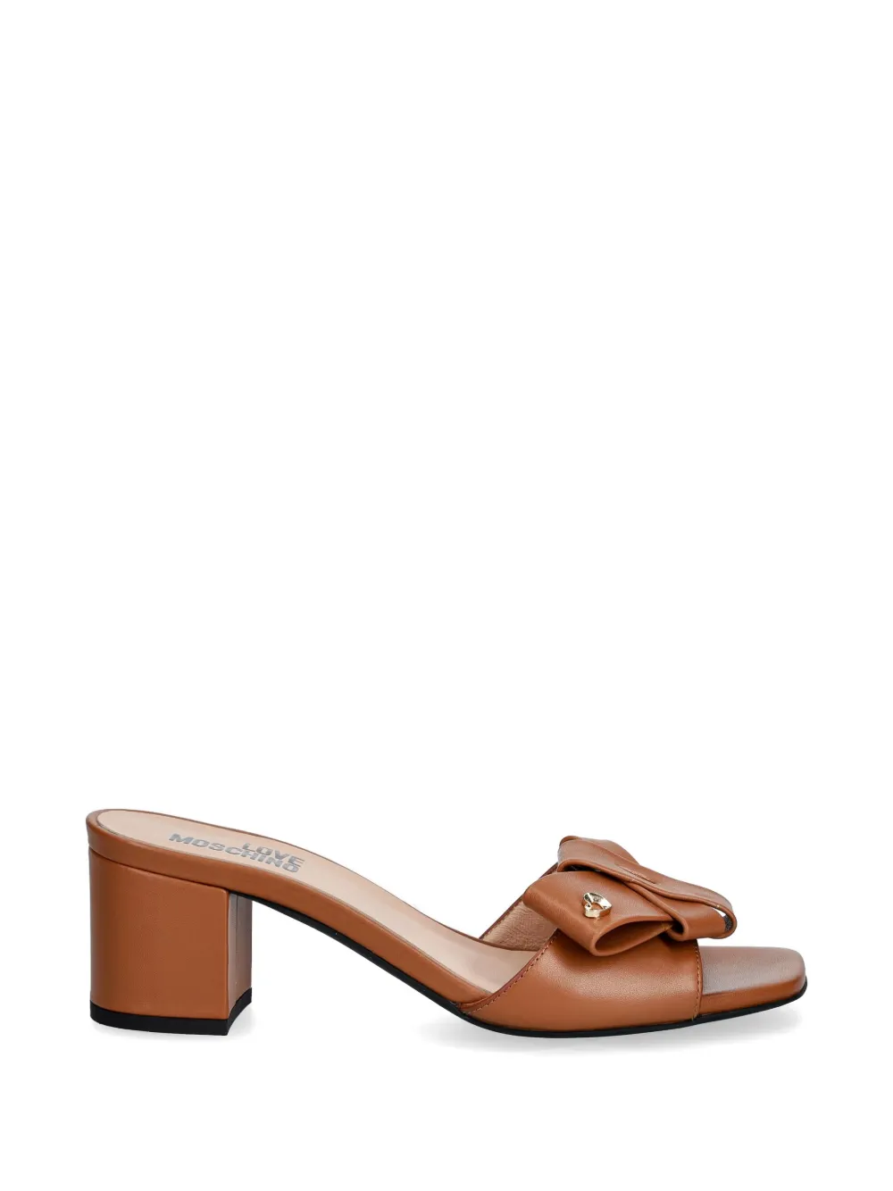 Love Moschino Bow-detail Heart-plaque Sandals In Brown