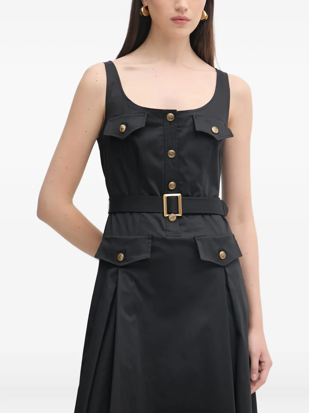 LUISA SPAGNOLI Poltrona belted button-front midi dress